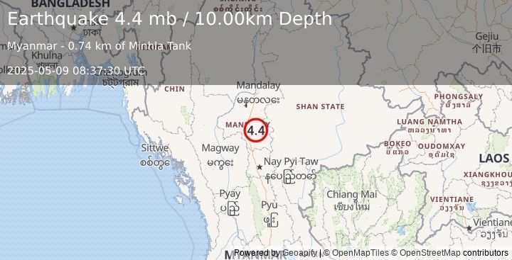 Earthquake MYANMAR (4.4 mb) (2025-05-09 08:37:30 UTC)