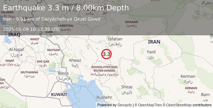 Earthquake CENTRAL IRAN (3.3 m) (2025-05-09 10:52:35 UTC)