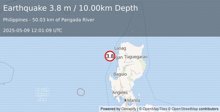 Earthquake PHILIPPINE ISLANDS REGION (3.8 m) (2025-05-09 12:01:09 UTC)