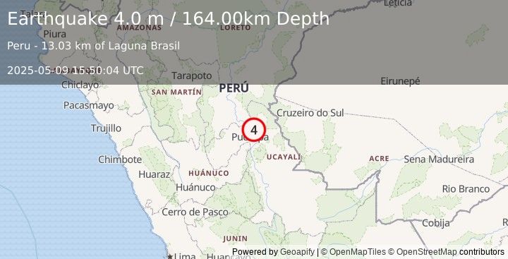 Earthquake CENTRAL PERU (4.0 m) (2025-05-09 15:50:04 UTC)