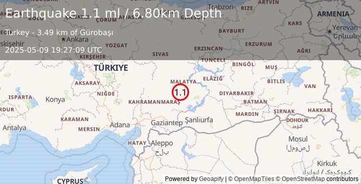 Earthquake CENTRAL TURKEY (1.1 ml) (2025-05-09 19:27:09 UTC)