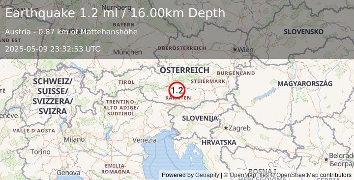 Earthquake AUSTRIA (1.2 ml) (2025-05-09 23:32:53 UTC)