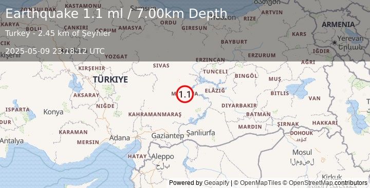 Earthquake EASTERN TURKEY (1.1 ml) (2025-05-09 23:18:12 UTC)