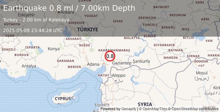 Earthquake CENTRAL TURKEY (0.8 ml) (2025-05-09 23:44:28 UTC)