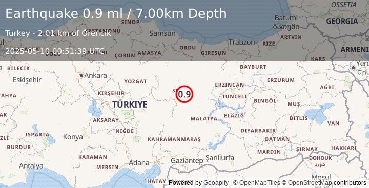 Earthquake CENTRAL TURKEY (0.9 ml) (2025-05-10 00:51:39 UTC)