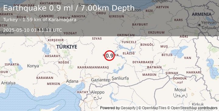 Earthquake EASTERN TURKEY (0.9 ml) (2025-05-10 01:11:18 UTC)