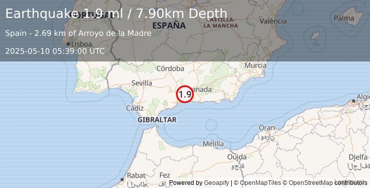 Earthquake SPAIN (1.9 ml) (2025-05-10 05:39:00 UTC)