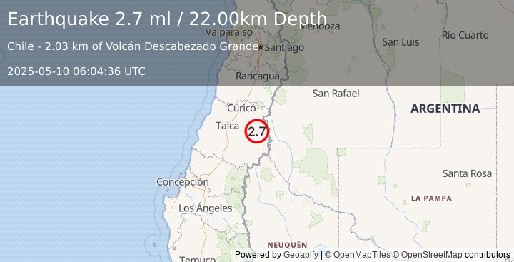 Earthquake MAULE, CHILE (2.7 ml) (2025-05-10 06:04:36 UTC)