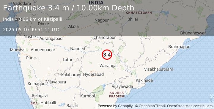 Earthquake ANDHRA PRADESH, INDIA (3.4 m) (2025-05-10 09:51:11 UTC)