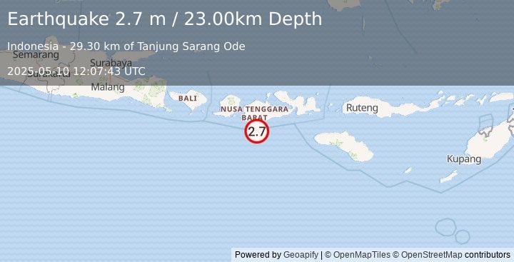 Earthquake SUMBAWA REGION, INDONESIA (2.7 m) (2025-05-10 12:07:43 UTC)
