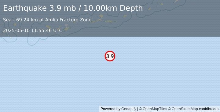 Earthquake ANDREANOF ISLANDS, ALEUTIAN IS. (3.9 mb) (2025-05-10 11:55:46 UTC)