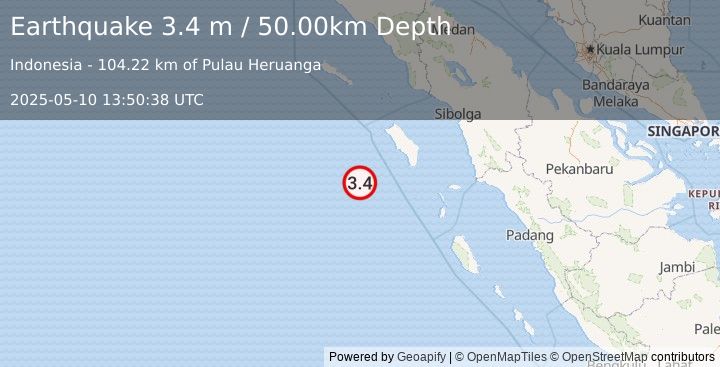 Earthquake NIAS REGION, INDONESIA (3.4 m) (2025-05-10 13:50:38 UTC)