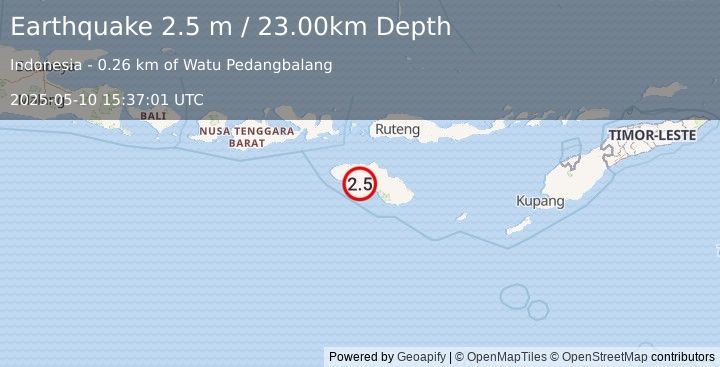 Earthquake SUMBA REGION, INDONESIA (2.5 m) (2025-05-10 15:37:01 UTC)