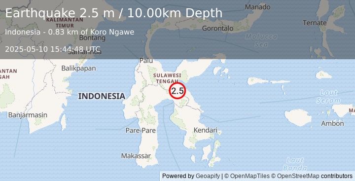 Earthquake SULAWESI, INDONESIA (2.5 m) (2025-05-10 15:44:48 UTC)