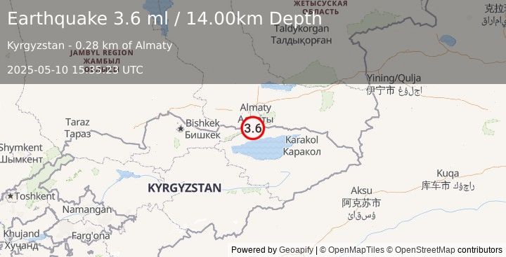 Earthquake KYRGYZSTAN (4.1 mb) (2025-05-10 15:35:21 UTC)