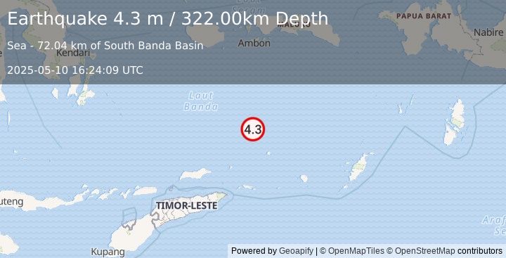 Earthquake BANDA SEA (4.3 m) (2025-05-10 16:24:09 UTC)