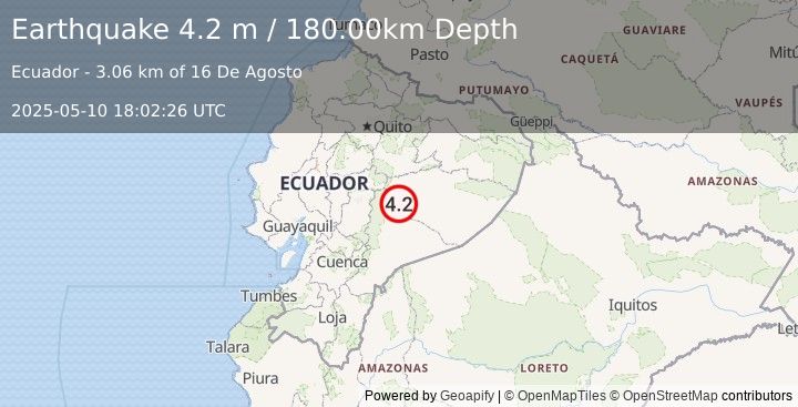 Earthquake ECUADOR (4.2 m) (2025-05-10 18:02:26 UTC)