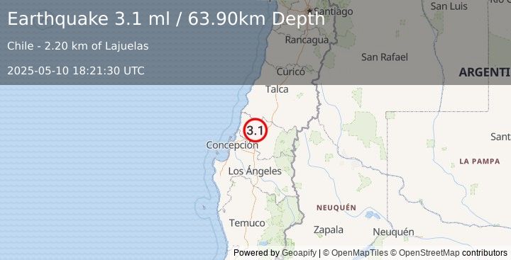 Earthquake BIO-BIO, CHILE (3.1 ml) (2025-05-10 18:21:30 UTC)