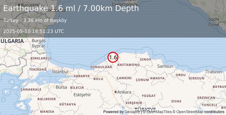 Earthquake CENTRAL TURKEY (1.6 ml) (2025-05-10 18:51:23 UTC)