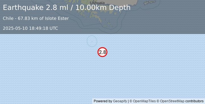 Earthquake DRAKE PASSAGE (2.8 ml) (2025-05-10 18:49:18 UTC)