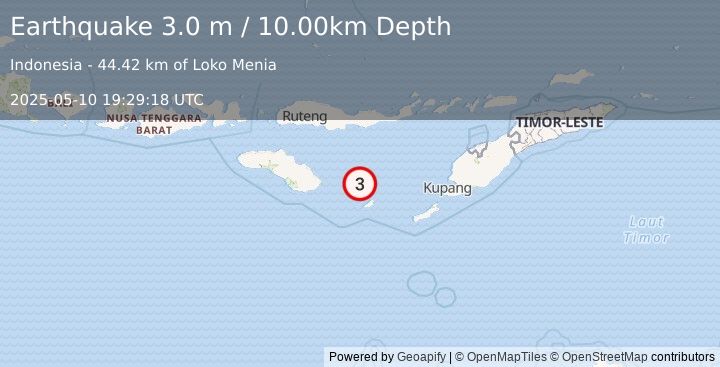 Earthquake SAVU SEA (3.0 m) (2025-05-10 19:29:18 UTC)