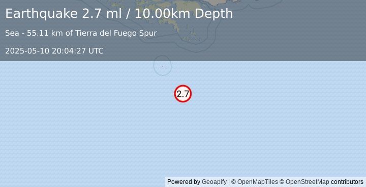 Earthquake DRAKE PASSAGE (2.7 ml) (2025-05-10 20:04:27 UTC)