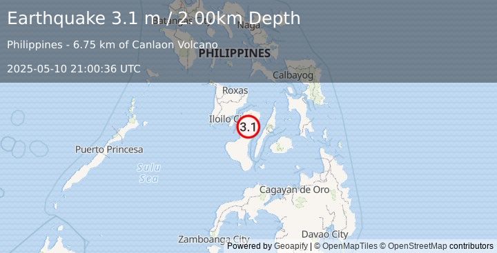 Earthquake NEGROS- CEBU REG, PHILIPPINES (3.1 m) (2025-05-10 21:00:36 UTC)