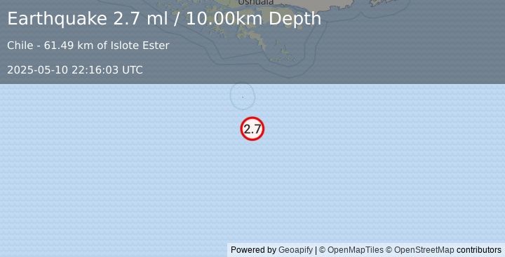 Earthquake DRAKE PASSAGE (2.7 ml) (2025-05-10 22:16:03 UTC)