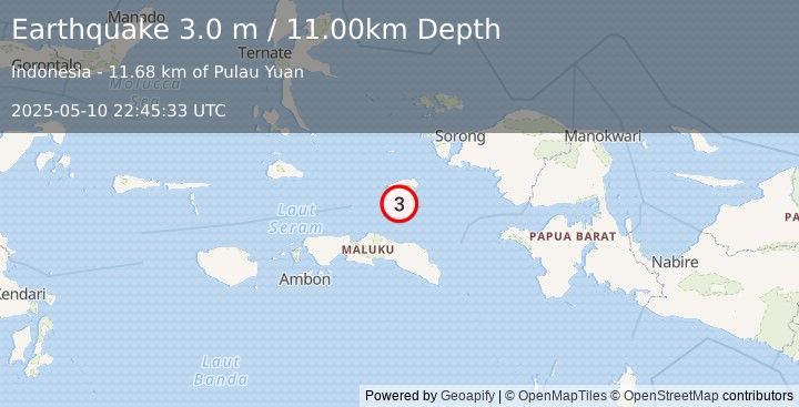 Earthquake CERAM SEA, INDONESIA (3.0 m) (2025-05-10 22:45:33 UTC)