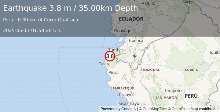 Earthquake PERU-ECUADOR BORDER REGION (3.8 m) (2025-05-11 01:54:20 UTC)