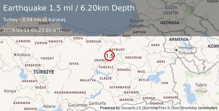 Earthquake EASTERN TURKEY (1.5 ml) (2025-05-11 05:23:50 UTC)