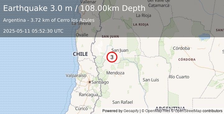 Earthquake SAN JUAN, ARGENTINA (3.0 m) (2025-05-11 05:52:30 UTC)
