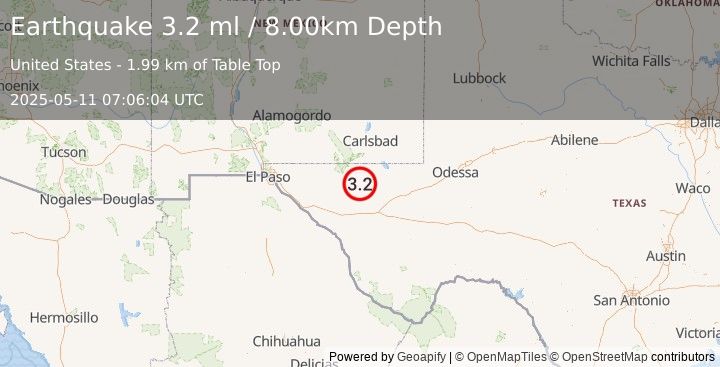Earthquake WESTERN TEXAS (3.2 ml) (2025-05-11 07:06:04 UTC)