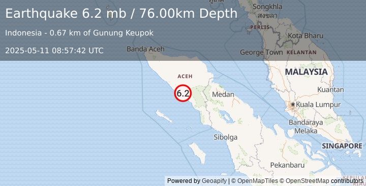 Earthquake NORTHERN SUMATRA, INDONESIA (5.8 mw) (2025-05-11 08:57:44 UTC)