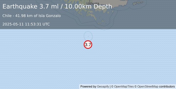 Earthquake DRAKE PASSAGE (3.7 ml) (2025-05-11 11:53:31 UTC)