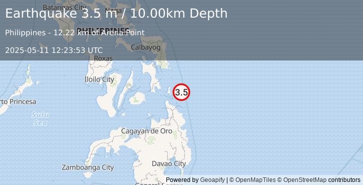 Earthquake PHILIPPINE ISLANDS REGION (3.5 m) (2025-05-11 12:23:53 UTC)