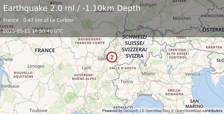 Earthquake FRANCE (2.0 ml) (2025-05-11 16:50:40 UTC)