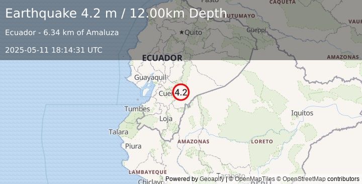Earthquake ECUADOR (4.2 m) (2025-05-11 18:14:31 UTC)