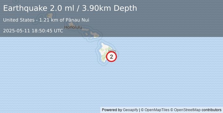 Earthquake ISLAND OF HAWAII, HAWAII (2.0 ml) (2025-05-11 18:50:45 UTC)