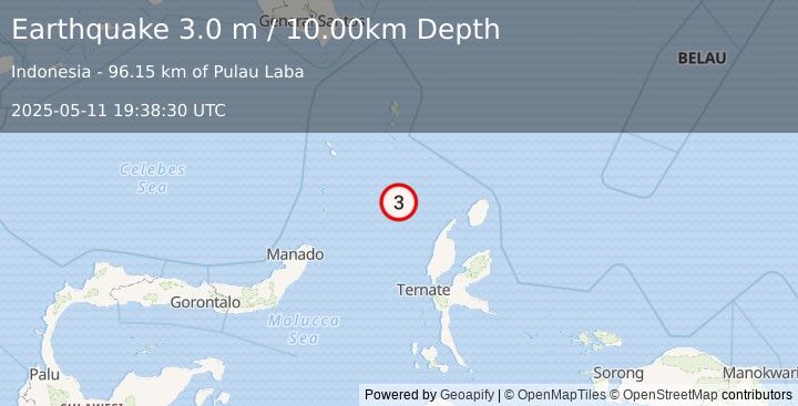 Earthquake MOLUCCA SEA (3.0 m) (2025-05-11 19:38:30 UTC)