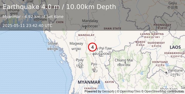 Earthquake MYANMAR (4.0 m) (2025-05-11 23:42:40 UTC)