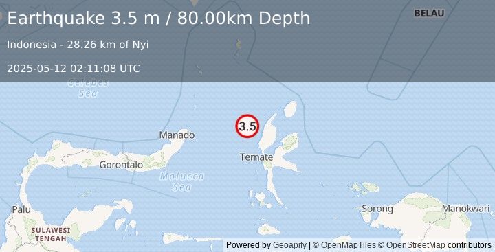 Earthquake HALMAHERA, INDONESIA (3.5 m) (2025-05-12 02:11:08 UTC)