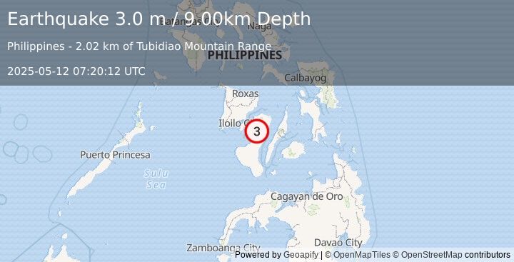 Earthquake NEGROS- CEBU REG, PHILIPPINES (3.0 m) (2025-05-12 07:20:12 UTC)
