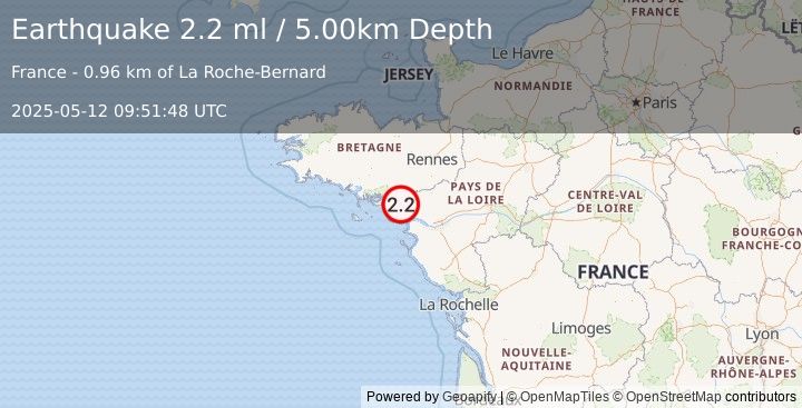 Earthquake FRANCE (2.2 ml) (2025-05-12 09:51:48 UTC)
