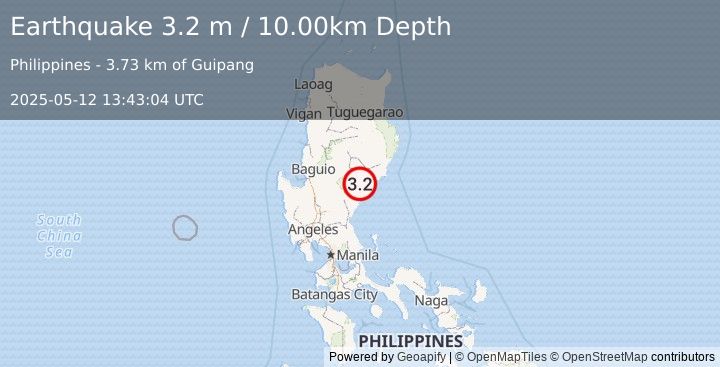 Earthquake LUZON, PHILIPPINES (3.2 m) (2025-05-12 13:43:04 UTC)
