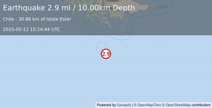 Earthquake DRAKE PASSAGE (2.9 ml) (2025-05-12 15:14:44 UTC)