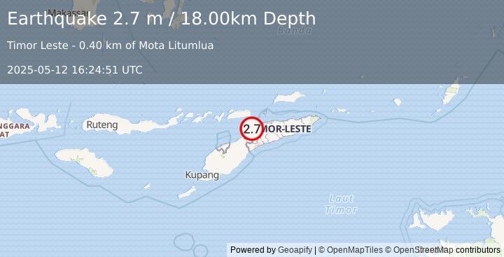 Earthquake EAST TIMOR REGION (2.7 m) (2025-05-12 16:24:51 UTC)