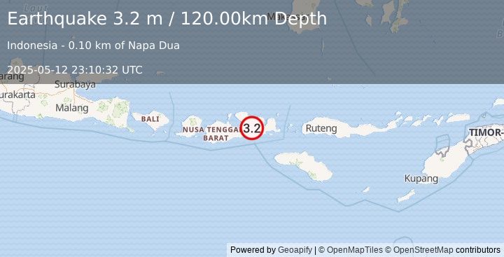 Earthquake SUMBAWA REGION, INDONESIA (3.2 m) (2025-05-12 23:10:32 UTC)