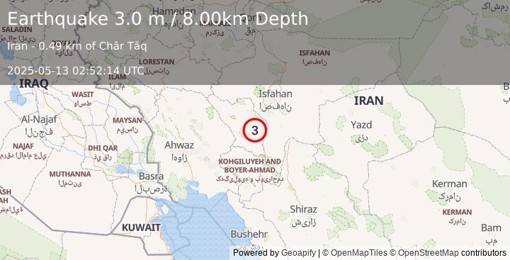 Earthquake CENTRAL IRAN (3.0 m) (2025-05-13 02:52:14 UTC)