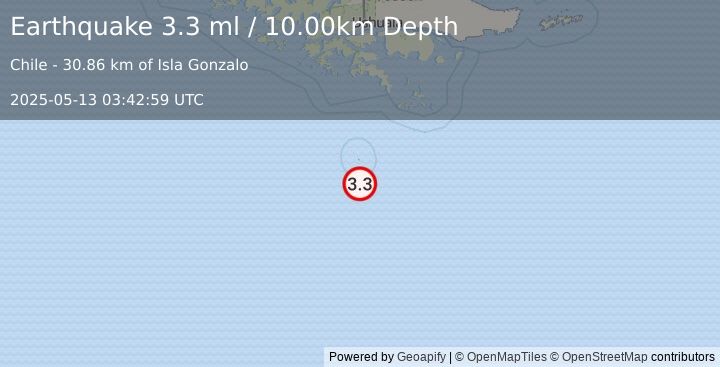 Earthquake DRAKE PASSAGE (3.3 ml) (2025-05-13 03:42:59 UTC)